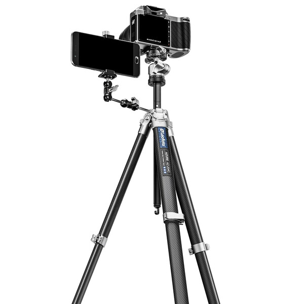Leofoto Carbon-Dreibeinstativ AZ-204C+LH-25R Azure Half Silver