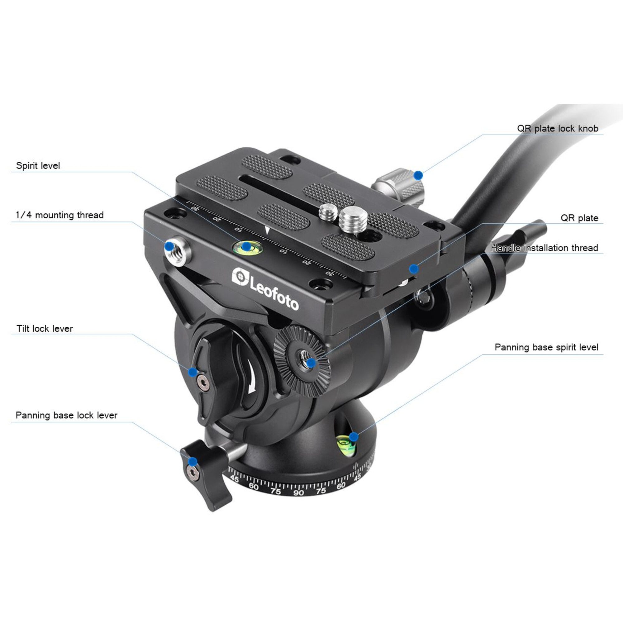 Leofoto Carbon monopod MF-324CL + VD-04 pan-tilt foot + BV-10 video ...