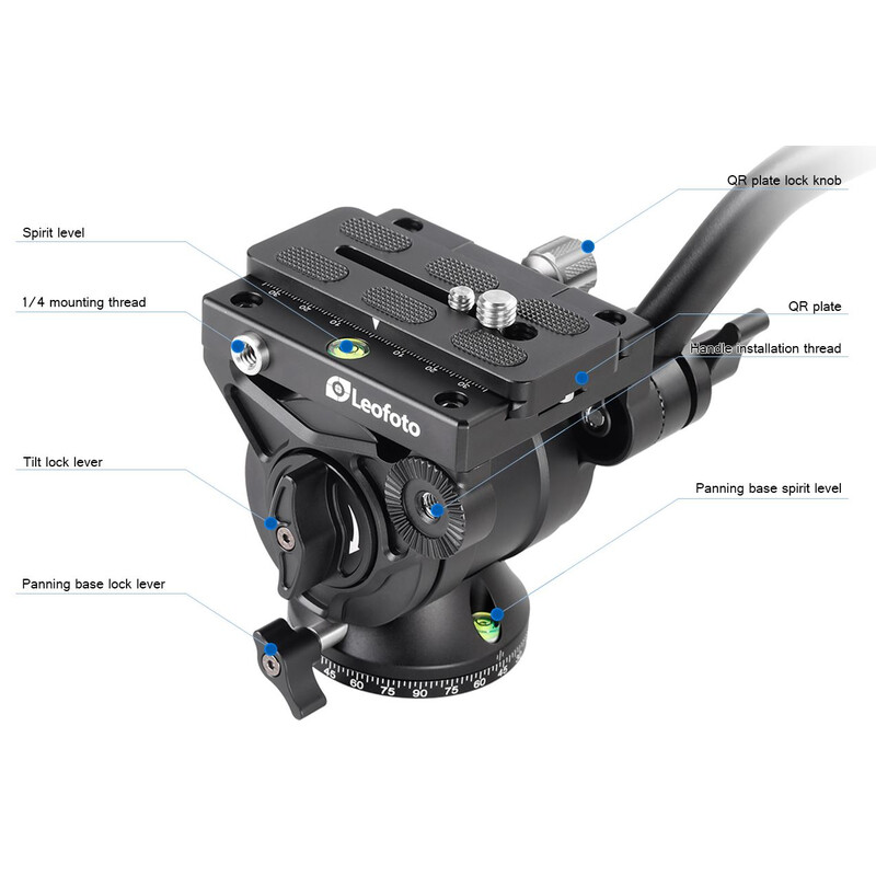 Leofoto Carbon Monopod MF-324CL + Pan-Tilt Head VD-04 + Video Tilt Head BV-10