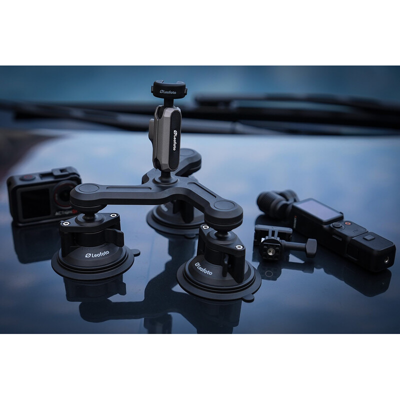 Leofoto LAC-05 Triple suction tripod for action cameras